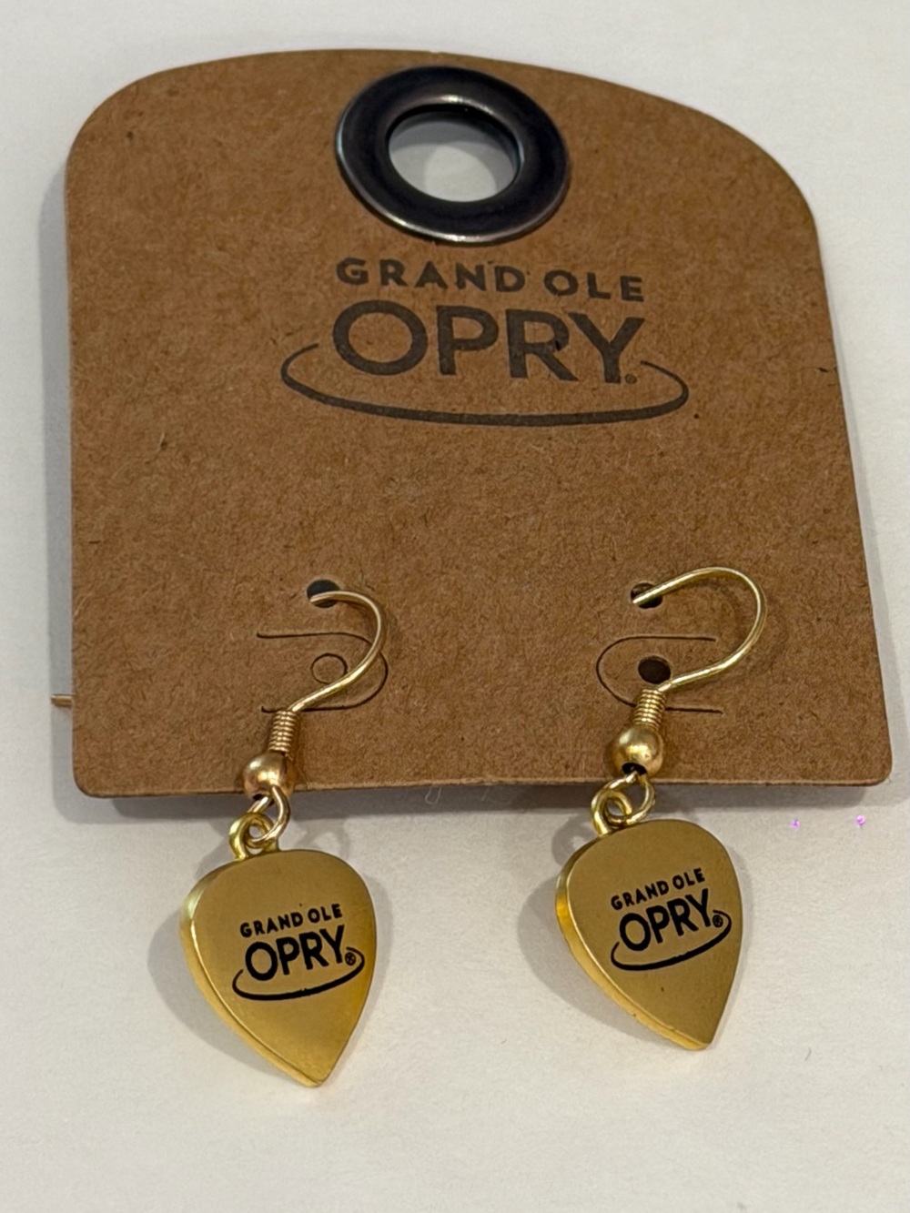 Goldtone Grand Ole Opry Guitar Pick Earrings With Fiahhooks  Logo Nashville NEW